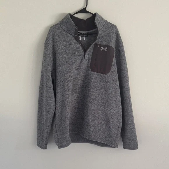 Under Armour Heather Gray Pullover with Chest Pocket - Picture 1 of 4